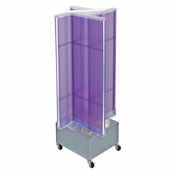 Azar Displays Pinwheel Pegboard Floor Display on Revolving Wheeled Base. Spinner Rack Stand. 700445-PUR